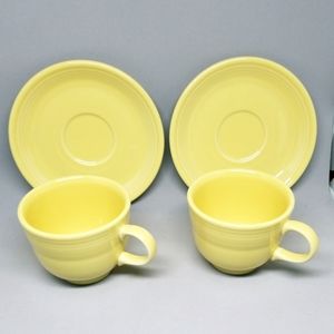 2 fiesta Cup and saucer sets vintage yellow